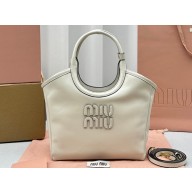 Miu Miu IVY leather Small Tote bag 5BG276 White 2023