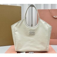 Miu Miu IVY leather Large Tote bag 5BG276 White 2023