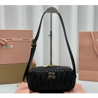 Miu Miu Matelassé nappa leather shoulder bag 5BC158 Black 2023