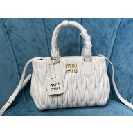 Miu Miu Matelassé nappa leather handbag 5BA259 White 2023