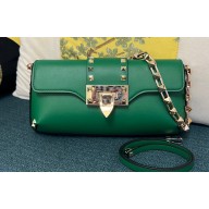 Valentino Rockstud Brushed Calfskin Shoulder Bag Green 2023