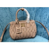 Miu Miu Matelassé nappa leather handbag 5BA259 Beige 2023
