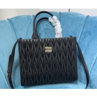 Miu Miu Matelassé nappa leather tote Bag 5BG258 Black 2023