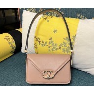Valentino shoulder Letter Small Bag in smooth calfskin Nude 2023