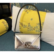 Valentino shoulder Letter Small Bag in smooth calfskin Silver 2023