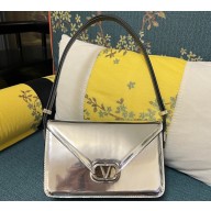 Valentino shoulder Letter Large Bag in smooth calfskin Silver 2023