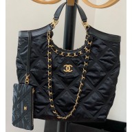 Chanel Maxi Nylon Shopping Tote Bag Black 2023