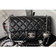 Chanel Pearl on Chain Classic Flap Bag AS1787 Black/Silver 2023
