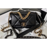 Chanel 19 Shiny Lambskin Wallet On Chain WOC Bag AP3267 Black/Gold 2023