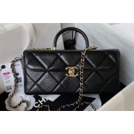Chanel Quilted Shiny Calfskin & Gold-Tone Metal box Bag AS4471 Black 2023