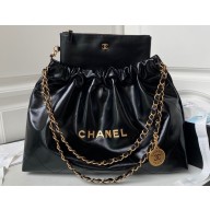 Chanel Shiny Calfskin CHANEL 22 East West Shopping Bag AS4486 Black/Gold 2023