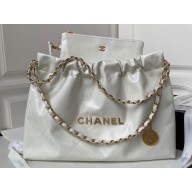 Chanel Shiny Calfskin CHANEL 22 East West Shopping Bag AS4486 White 2023