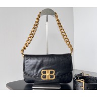 Balenciaga BB Soft Small Flap Bag in peach calfskin Black/Gold 2023
