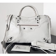 Balenciaga Classic City Large Handbag in Arena calfskin White
