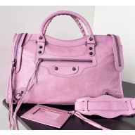 Balenciaga Classic City Large Handbag in Arena calfskin Light Pink
