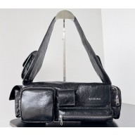 Balenciaga Superbusy Small Sling Bag in Arena calfskin Black 2023