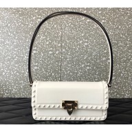 Valentino Rockstud23 E/W Smooth Calfskin Shoulder Bag White 2023