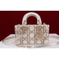 Dior Micro Lady D-Joy Bag in Metallic Calfskin with Resin Pearls