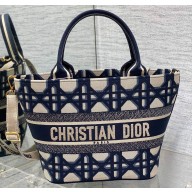 Dior Tote Bag In Beige and Blue Macrocannage Embroidery 2024