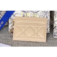 Dior Lady Dior Five-Slot Card Holder in Cannage Lambskin Beige