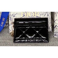 Dior Lady Dior Five-Slot Card Holder in Patent Cannage Calfskin Black