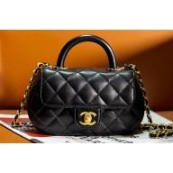 Chanel Lambskin & Gold-Tone Metal Small Bag with Top Handle AS4573 Black 2024
