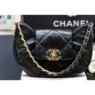 Chanel Shiny Lambskin Chanel 19 Bag AS4638 Black 2024 (ORIGINAL QUALITY)