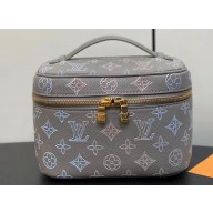 Louis Vuitton Mahina perforated calfskin leather Nice Mini Bag M23550 Flight Mode Gray 2024