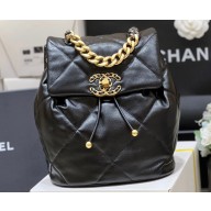 Chanel Shiny Lambskin Chanel 19 Backpack Bag AS4223 Black 2024 (ORIGINAL QUALITY)