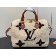 Louis Vuitton LV Ski Shearling Speedy Bandoulière 25 Bag M23468 Cream/Brown 2024