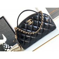 Chanel Calfskin & Gold-Tone Metal Chain Bowling Bag AP3586 Black 2024