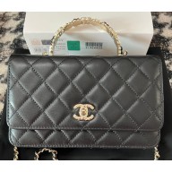 Chanel Small Flap Bag with Flower Top Handle A96033 Black 2024