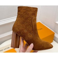 Louis Vuitton Heel 8.5cm Silhouette Ankle Boots in Suede calf leather Brown 2024