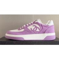 Chanel Cotton Sneakers G45352 White/Purple 2024