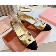 Miu Miu Heel 2cm Mordoré nappa leather and grosgrain pumps Gold/Black 2024
