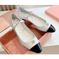 Miu Miu Heel 2cm Patent leather pumps White/Black 2024