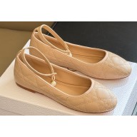 Dior Ballet Flats with Ankle strap and Pearl in Nude Quilted Cannage Calfskin 2024