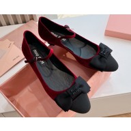 Miu Miu Heel 2cm Velvet pumps with Bow Dark Red/Black 2024