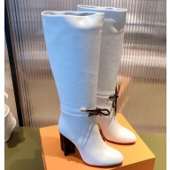 Louis Vuitton Heel 9cm Silhouette Drawstring High Boots in calf leather White 2024