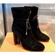 Louis Vuitton Heel 9cm Silhouette Drawstring Ankle Boots in Suede calf leather Black 2024