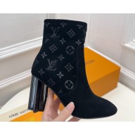 Louis Vuitton Heel 8.5cm Silhouette Ankle Boots in Suede calf leather Black 2024