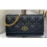 Dior Caro Pouch Bag in Black Soft Cannage Calfskin 2024