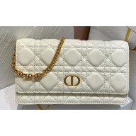 Dior Caro Pouch Bag in White Soft Cannage Calfskin 2024