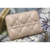 Lady Dior Voyageur Small Coin Purse in Beige Cannage Lambskin 2024