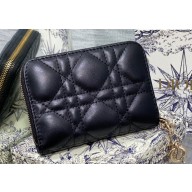 Lady Dior Voyageur Small Coin Purse in Black Cannage Lambskin 2024
