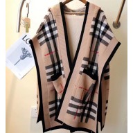 Burberry Check Wool Cashmere Hooded Cape Top Quality