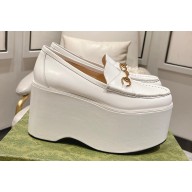 Gucci Horsebit Platform Loafers Brushed Leather White Spring 2024
