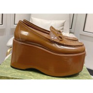 Gucci Horsebit Platform Loafers Brushed Leather Brown Spring 2024