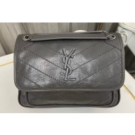 Saint Laurent Niki Baby Bag in Crinkled Vintage Leather 633160 Etoupe