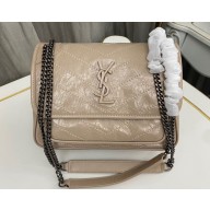 Saint Laurent Niki Baby Bag in Crinkled Vintage Leather 633160 Beige